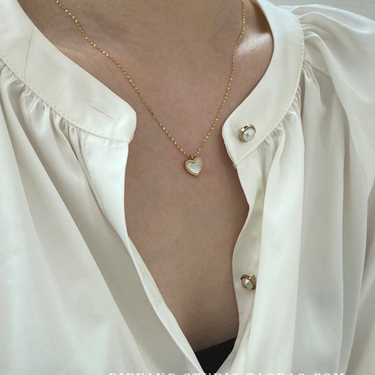 Wholesale Titanium Steel Double Sided Small Red Hearts Green Love Necklaces