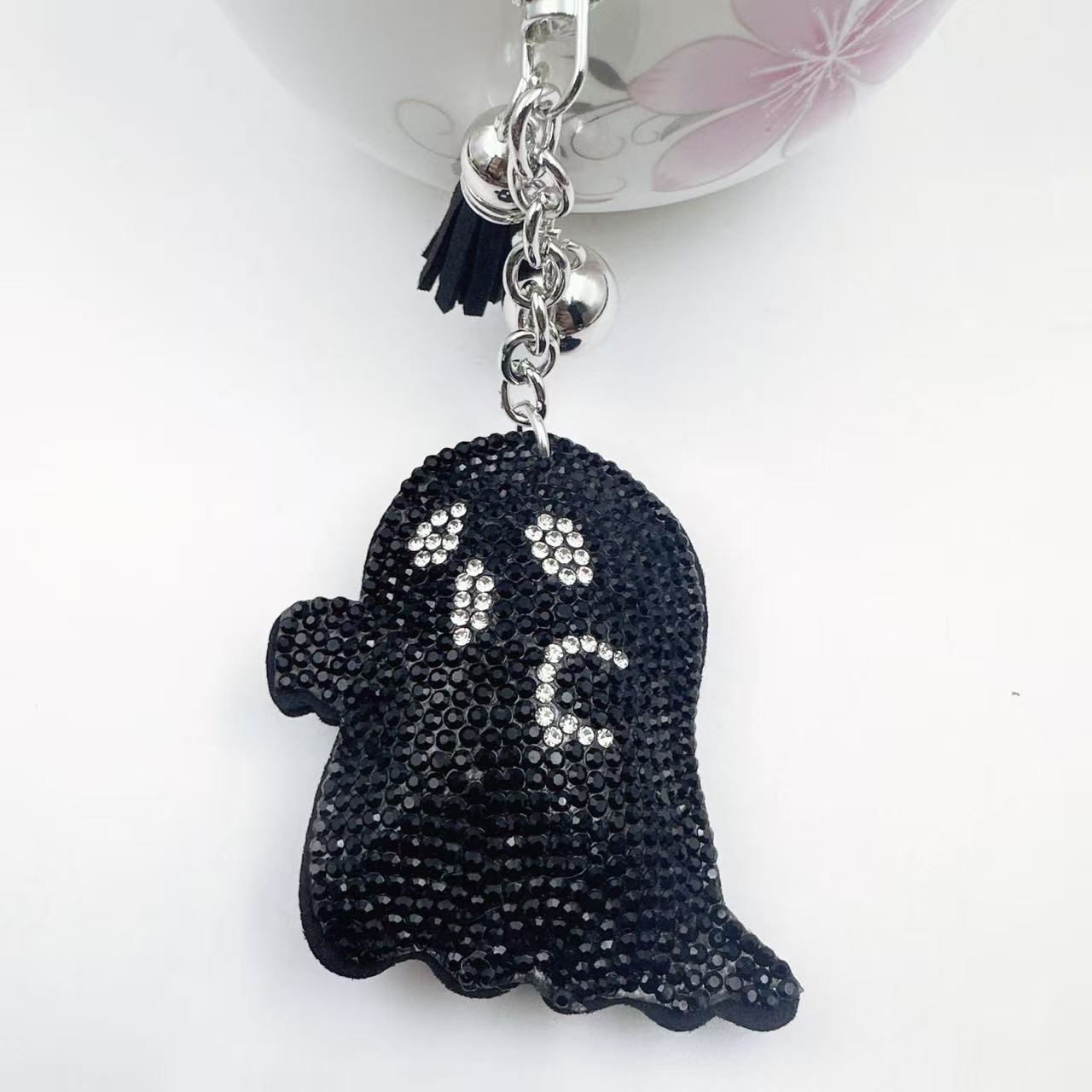 Wholesale Zinc Alloy Rhinestone Ghost Keychain  Bag Charm Women S Purse Accessory Car Key Pendant