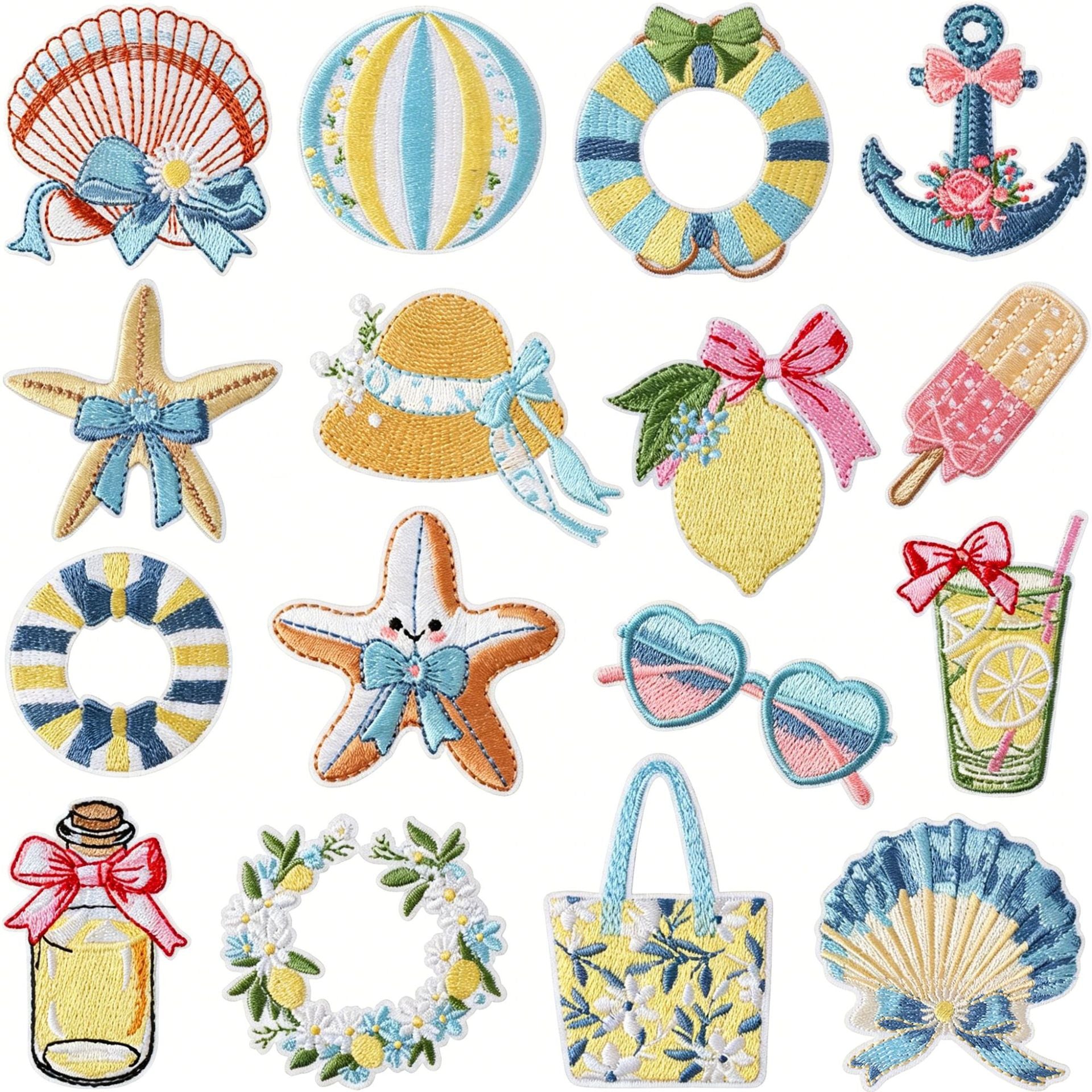Wholesale Chic Summer Beach Embroidered Patch Iron On Decorative Accent For Clothing Bags Shoes Hats Resale Fashion Accessory