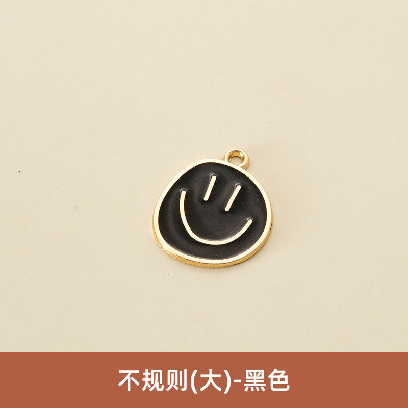 Wholesale Oil Drop Pendant Asymmetrical Funny Smiley Face Pendant Earrings Necklace Personality Pendant DIY Jewelry Accessories