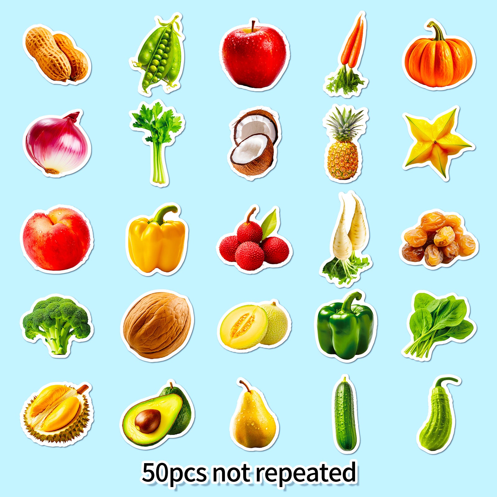 Wholesale 50 Cute Apple Banana Fruit and Vegetable Cartoon Stickers