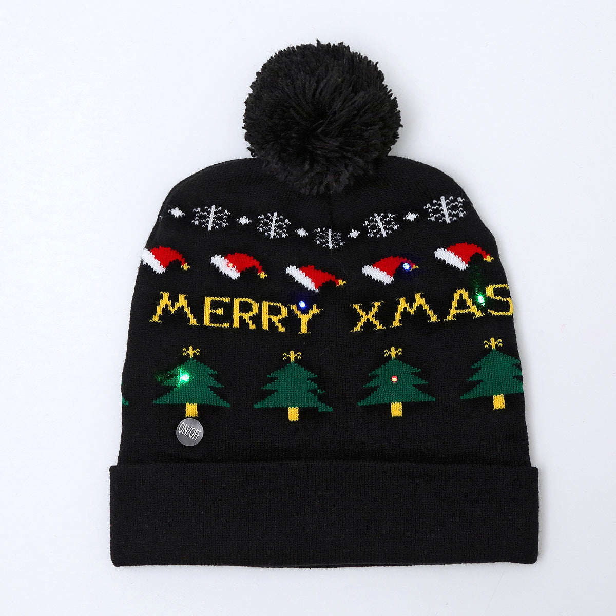Wholesale Jacquard LED Christmas Knitted Beanie
