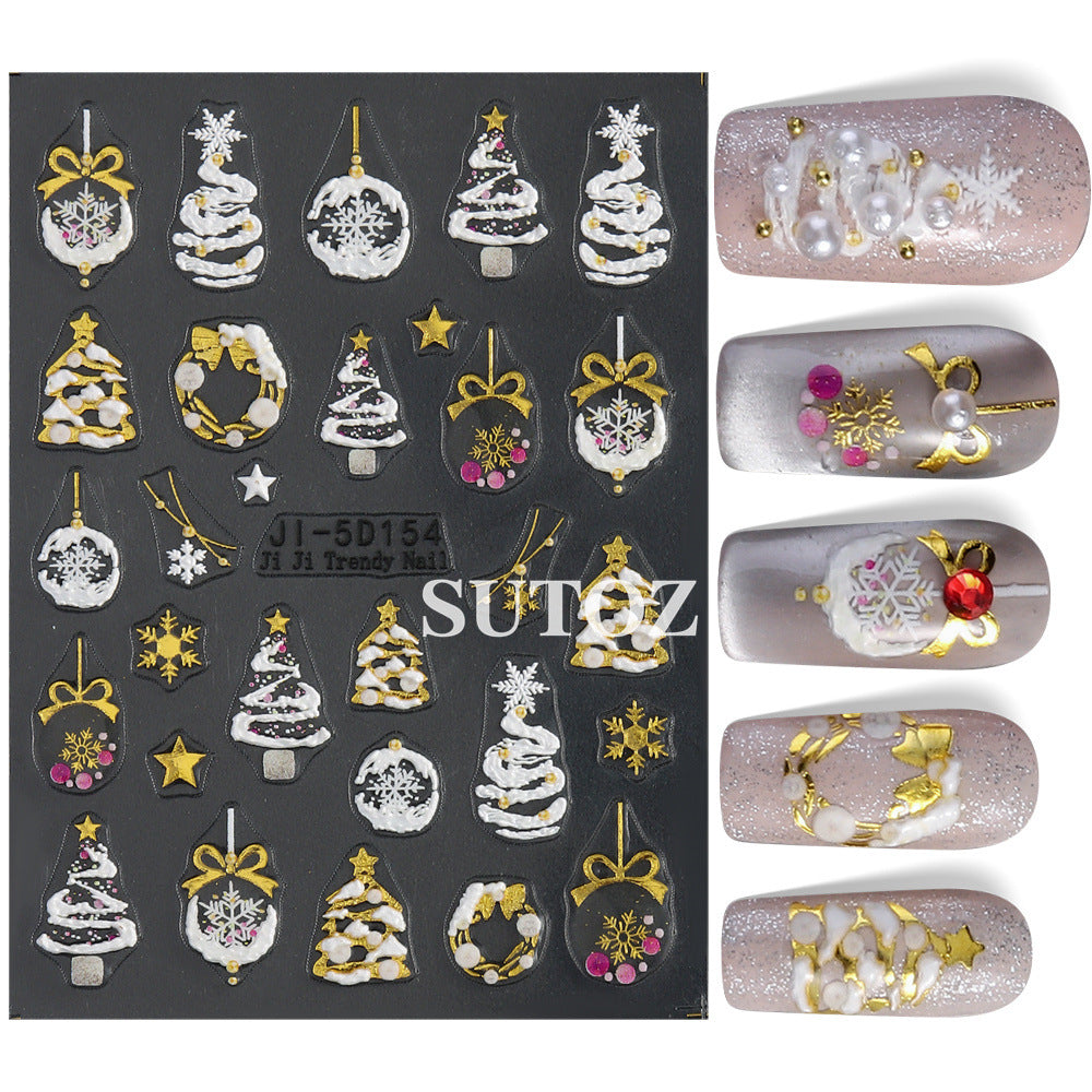 Wholesale 3pcs/pack Christmas 5D nail art embossed adhesive stickers