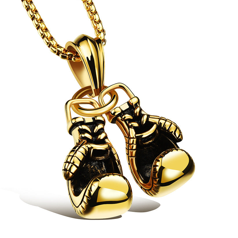 Wholesale Double Boxing Glove Alloy Pendant Necklace Men Necklaces