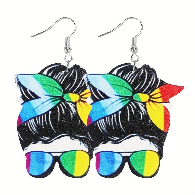 Wholesale 2pairs/pack Pride Month Heart Rainbow Stripe Leather Earrings