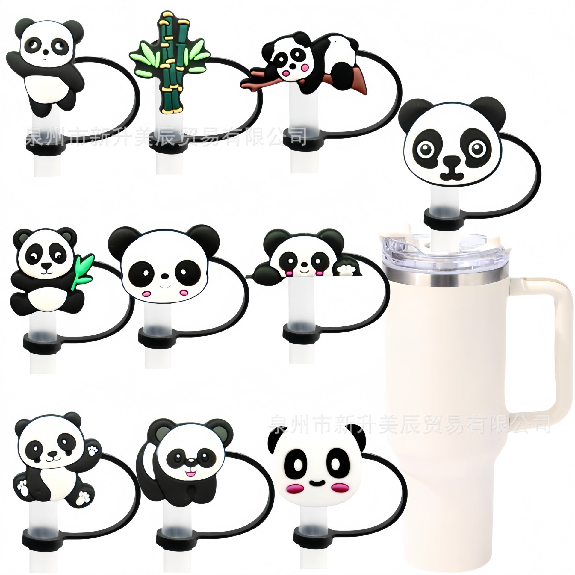 Wholesale 10pcs Cute Panda Straw Tube Cap