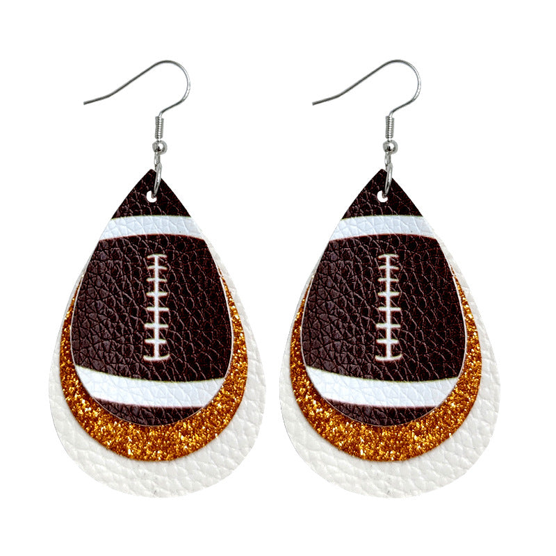 Wholesale Rugby Drop Shaped Leather Earrings