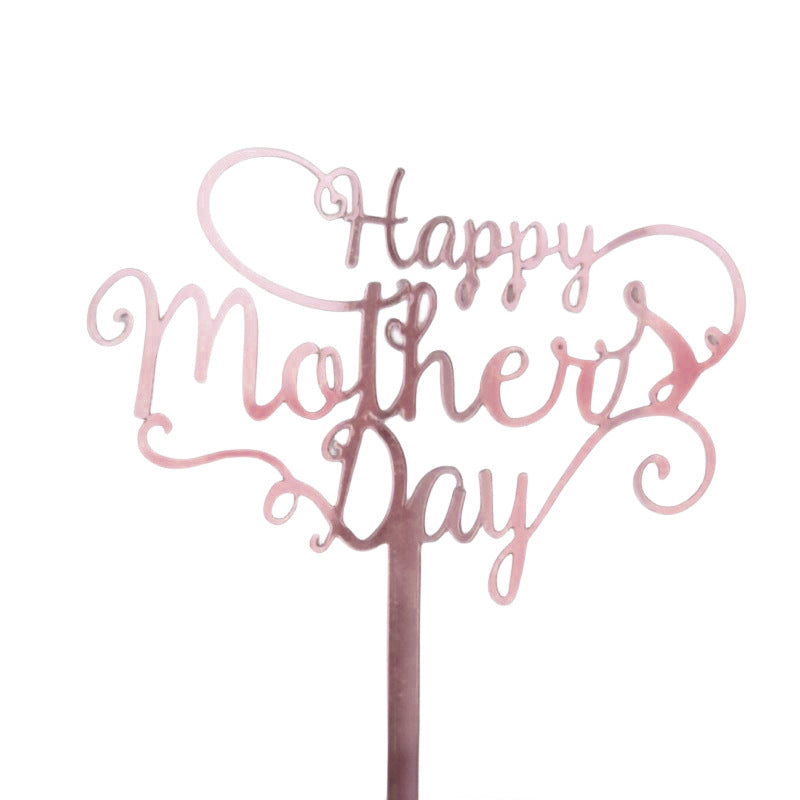 Wholesale 10PCS/PACK Mother's Day Happy Acrylic Cake Insertion
