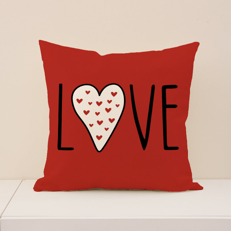 Wholesale Red  Heart Print Pillowcase Valentine' s Day Set Pillowcase