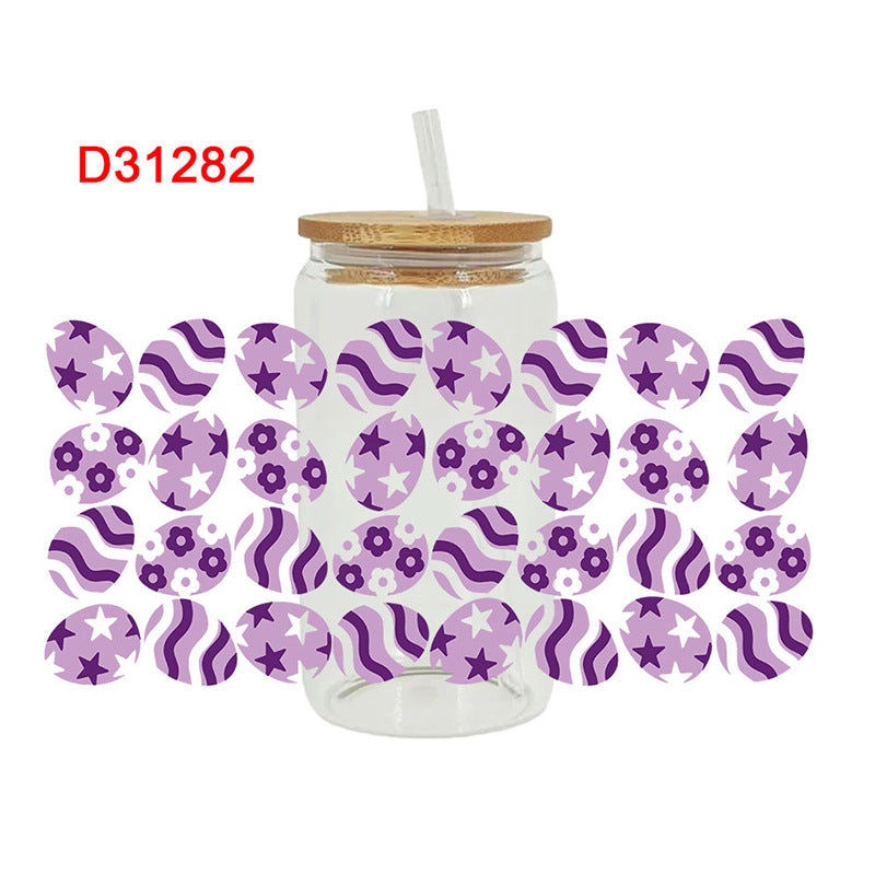 Wholesale Cute Easter Colorful Egg Rabbit 16oz Cup UV DTF Wraps