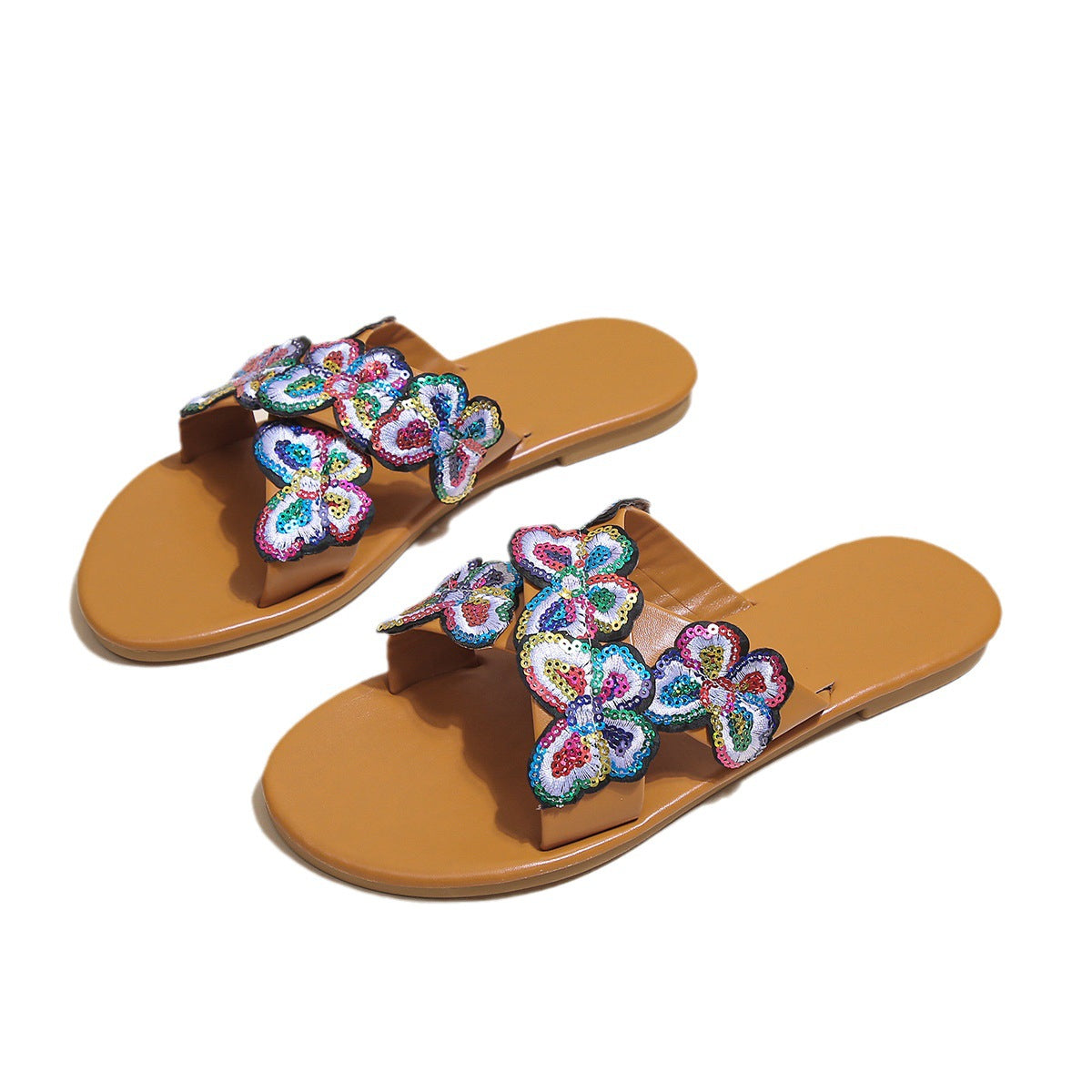 Wholesale New Fork Colorful Butterfly Rubber Flat Sandals