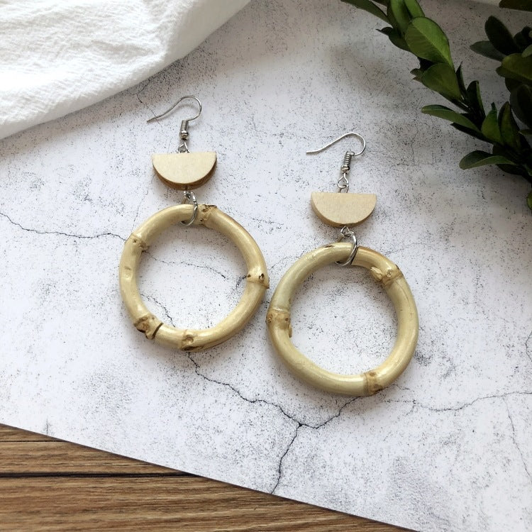 Wholesale Vintage Rattan Weaving Handmade Bohemian Earrings