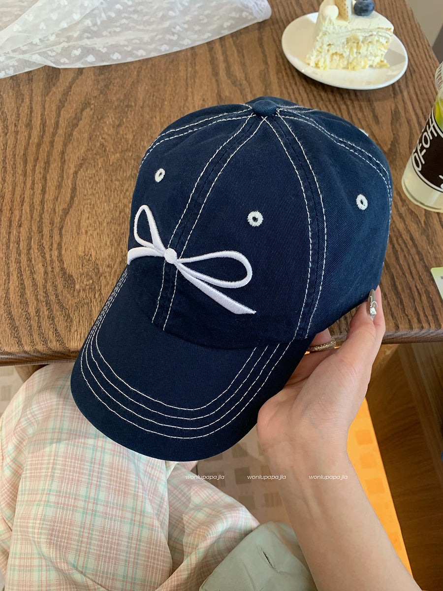 Wholesale Bow Washed Denim Sun Protection Baseball Cap