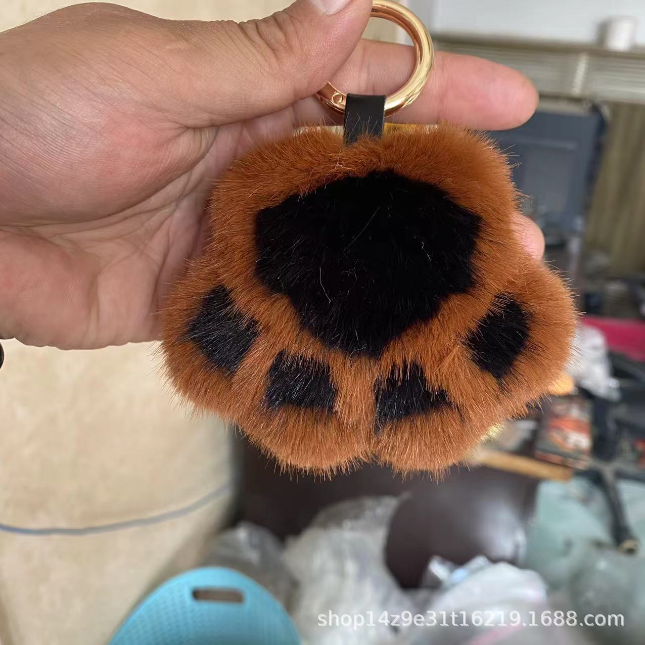 Wholesale 5pcs Paw Plush Pendant Cute Cat Keychain