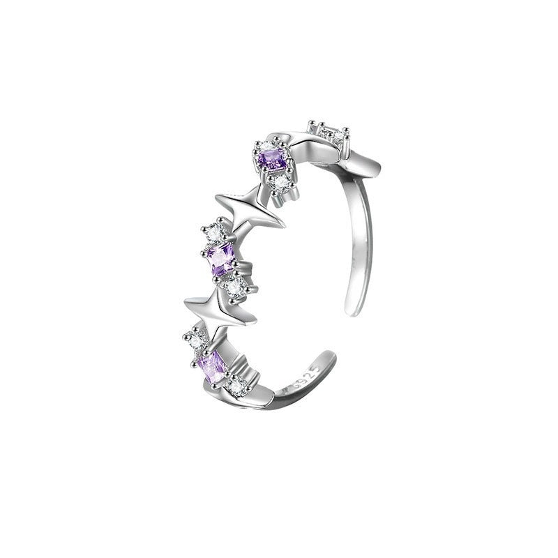 Wholesale Valentine's Day Purple Diamond Love Opening Alloy Ring