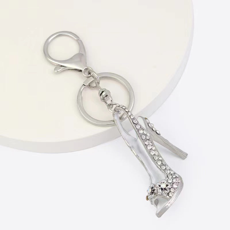 Wholesale Rose gold rhinestone high heel keychain