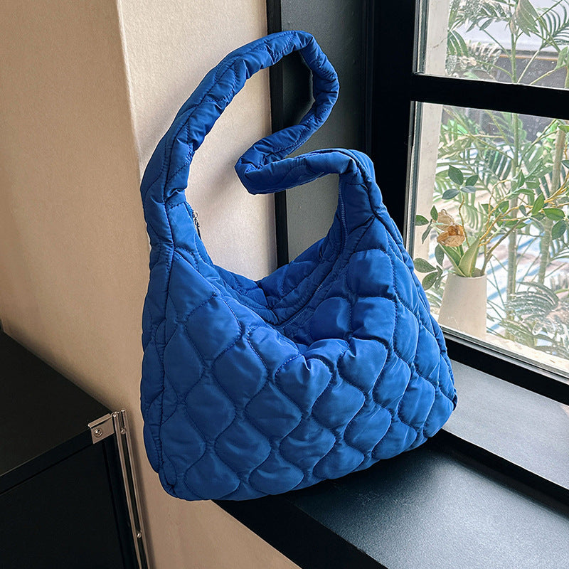 Wholesale Nylon Simple Solid Color Diamond Grid Large Capacity Single Shoulder Crossbody Bag