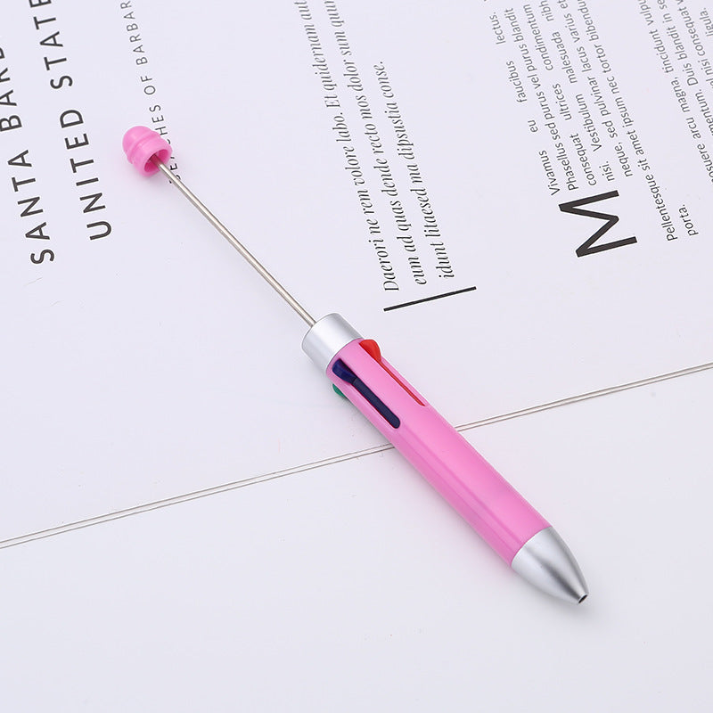 Wholesale DIY Beaded Multi Color Press Four Color Refill Plastic Ballpoint Pen