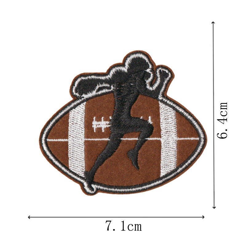 Wholesale Leopard Print Cartoon Football Embroidered Patches 9 Pcs Decorative Towel Sewing Accessory
