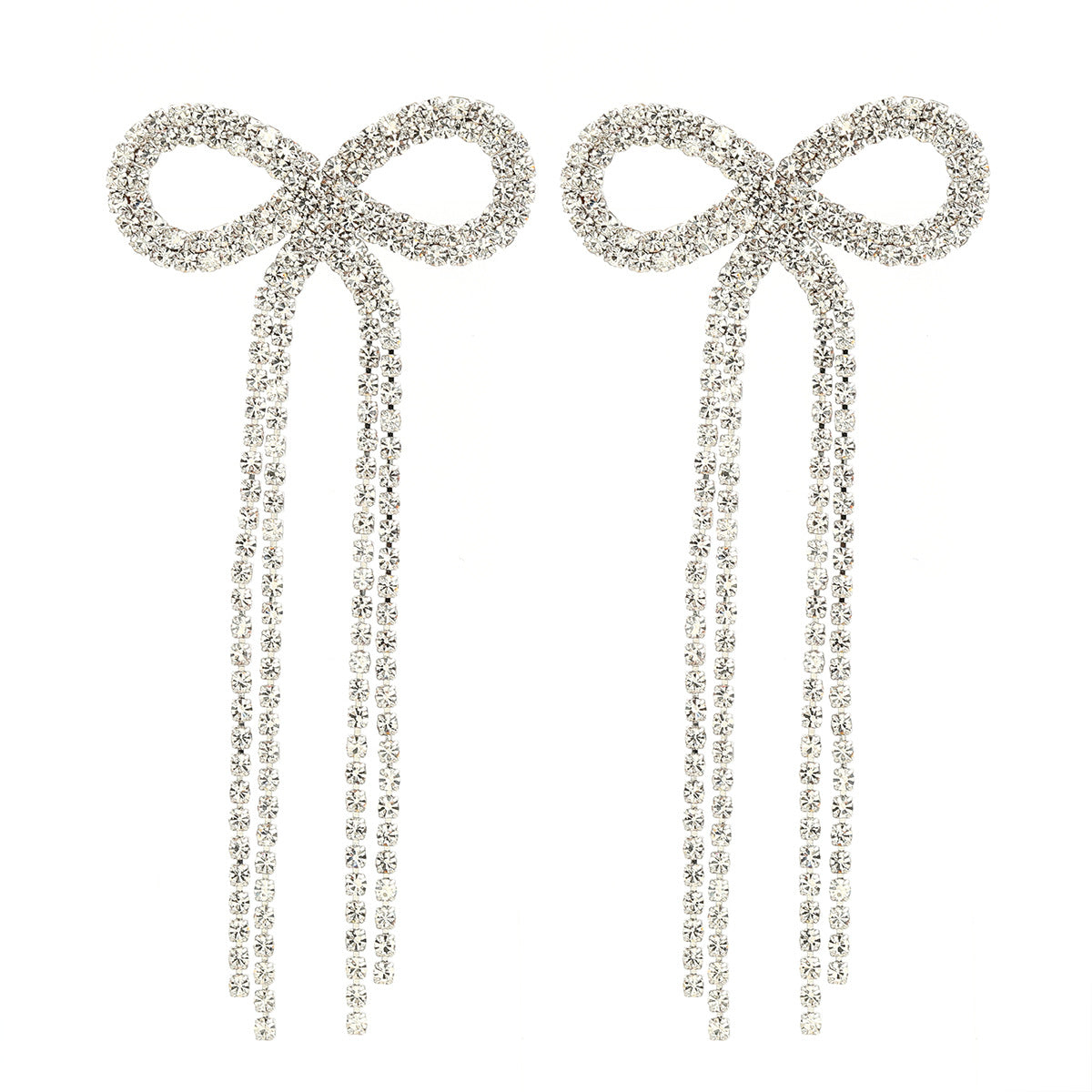 Wholesale Super Flash Claw Chain Bow Tassel Earrings