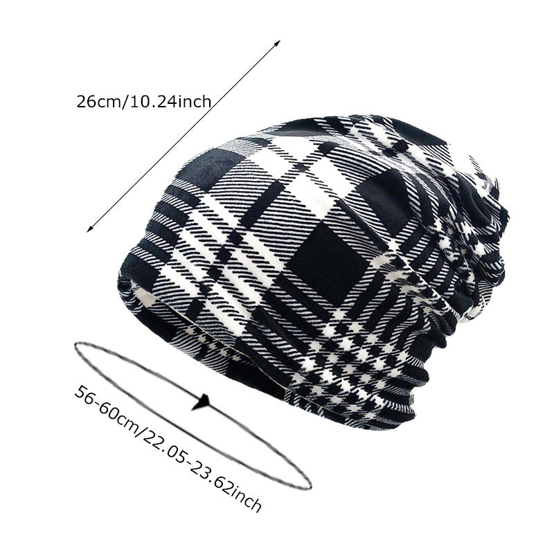 Wholesale Plaid Hat, Flannel Warm Hat, Neck Scarf, Ear Protection Pile Hat