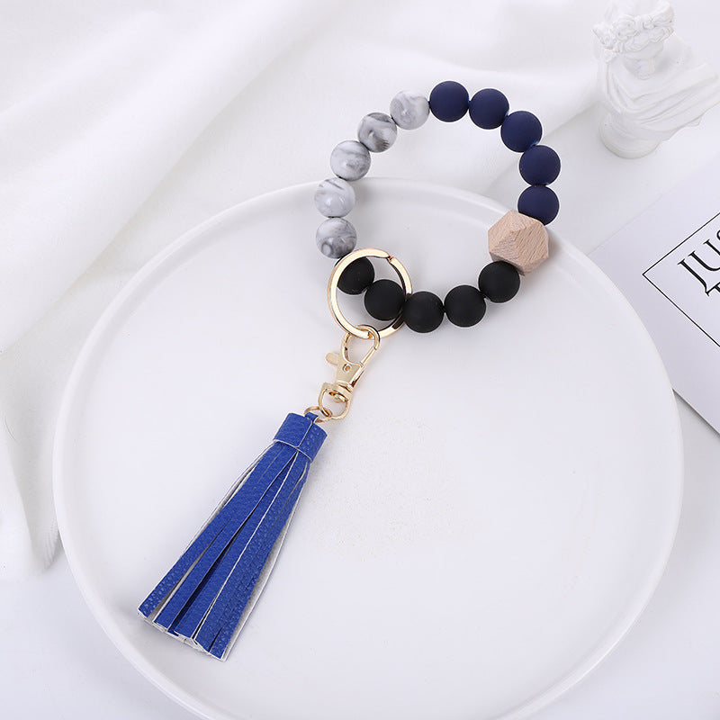 Wholesale Acrylic Beads Wooden Beads PU Tassel Bracelet Keychain