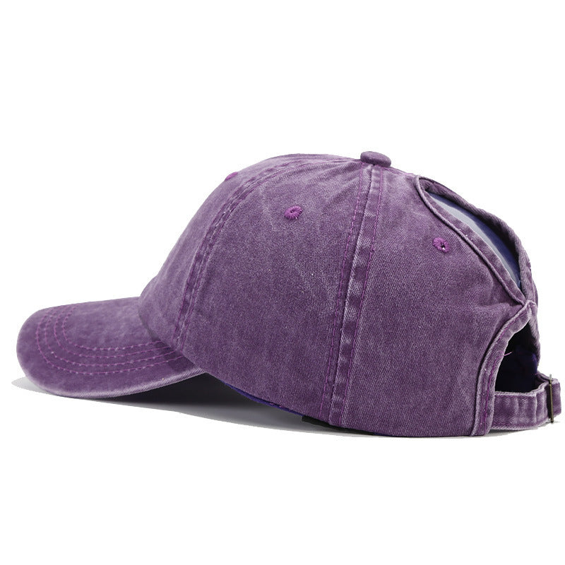 Wholesale Rockery Embroidery Washed Cotton Ponytail Baseball Cap