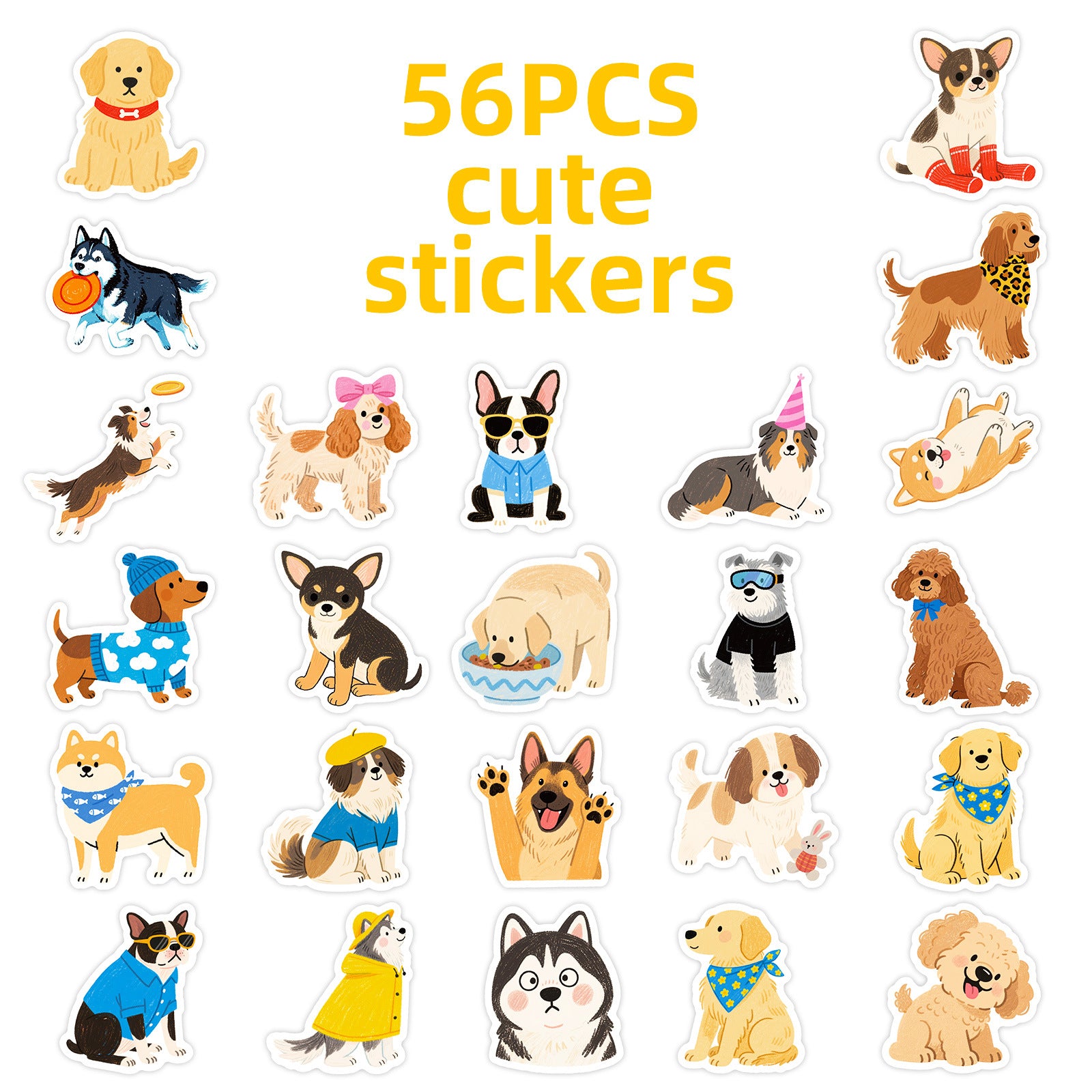 Wholesale 56 Cute Hand Drawn Cartoon Dog Stickers