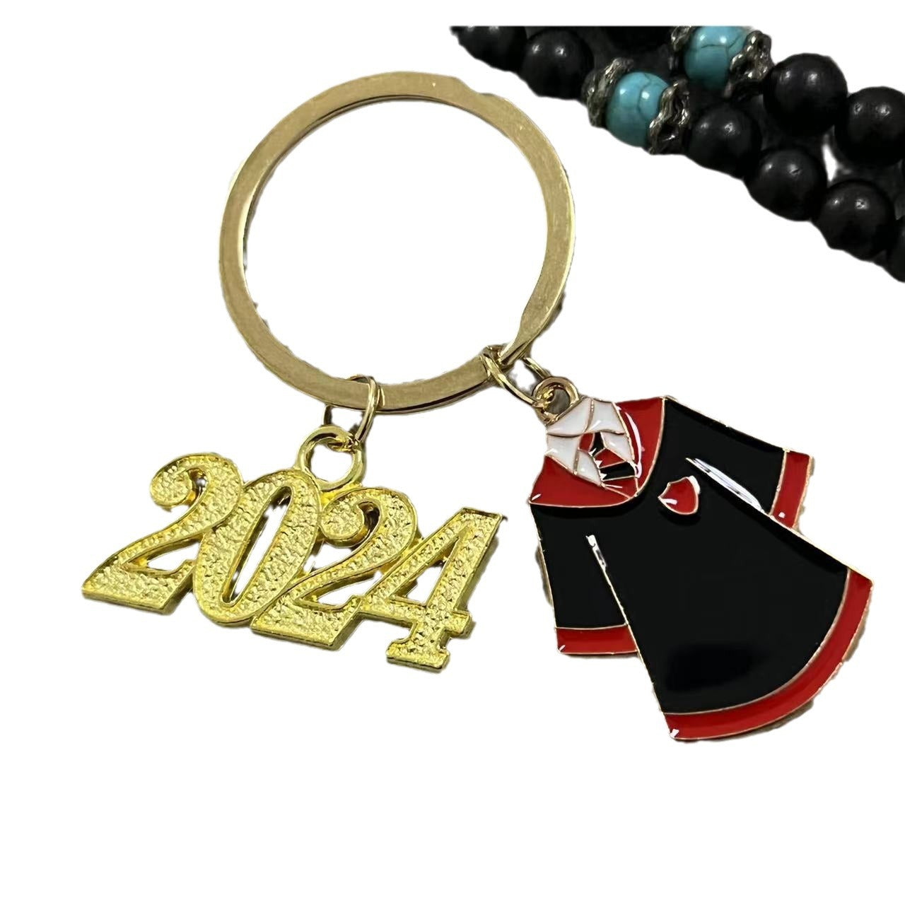 Wholesale Gold 2024 Bachelor's Cap Bachelor's Suit Graduation Season Entry Commemorative Keychain