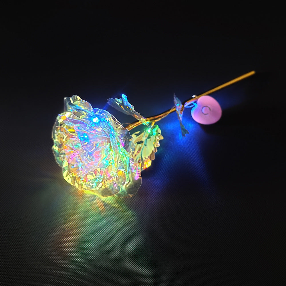 Wholesale of 10pcs Valentine's Day 24k Gold Foil Luminous Plastic Roses