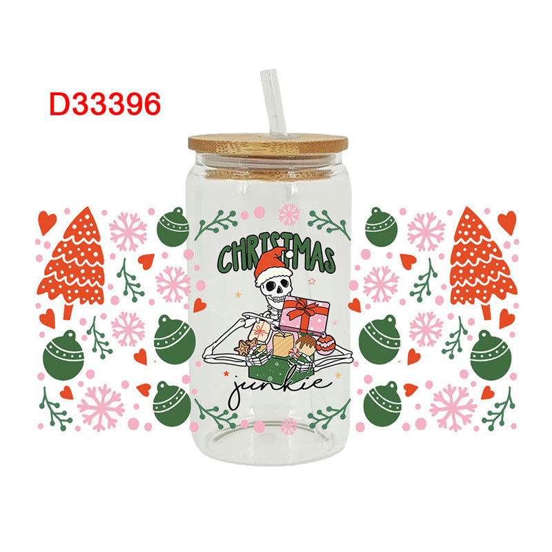 Wholesale Cute Christmas tree 16oz Cup UV DTF Wraps