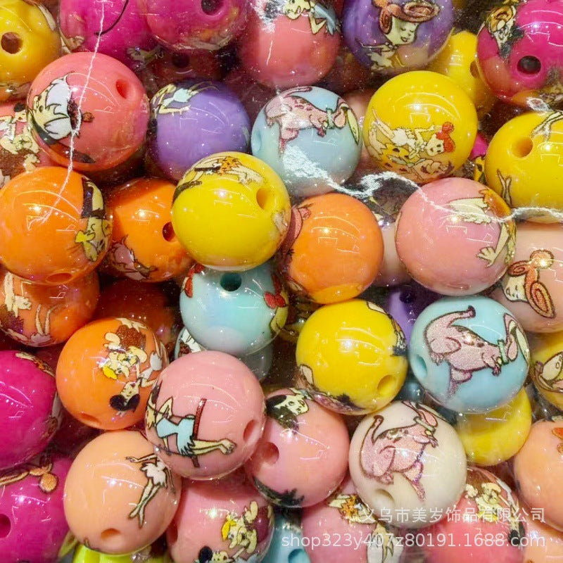 Wholesale 200pcs Modern Caveman Cartoon 16Mm Acrylic Loose Beads For DIY Phone Charms Bag Charms Fashion Decorative Accessory Gift Boutique Resale