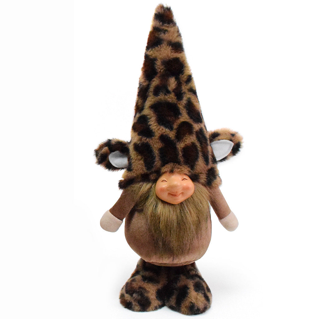 Wholesale Secondhand leopard print plush gnome doll ornaments