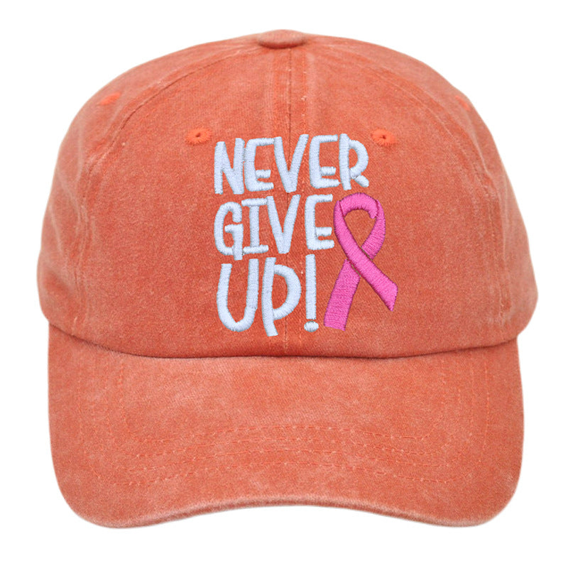 Wholesale Breast Ribbon Embroidery Washed Cotton Baseball Cap