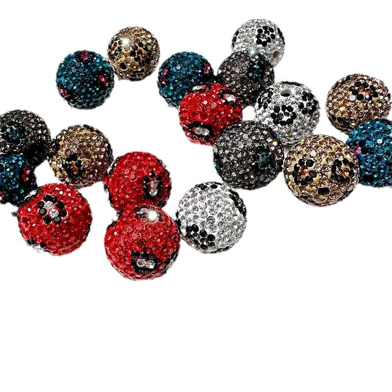Wholesale 50PCS DIY Leopard Print Ball Hollow Rhinestone Ball Spacer Beads
