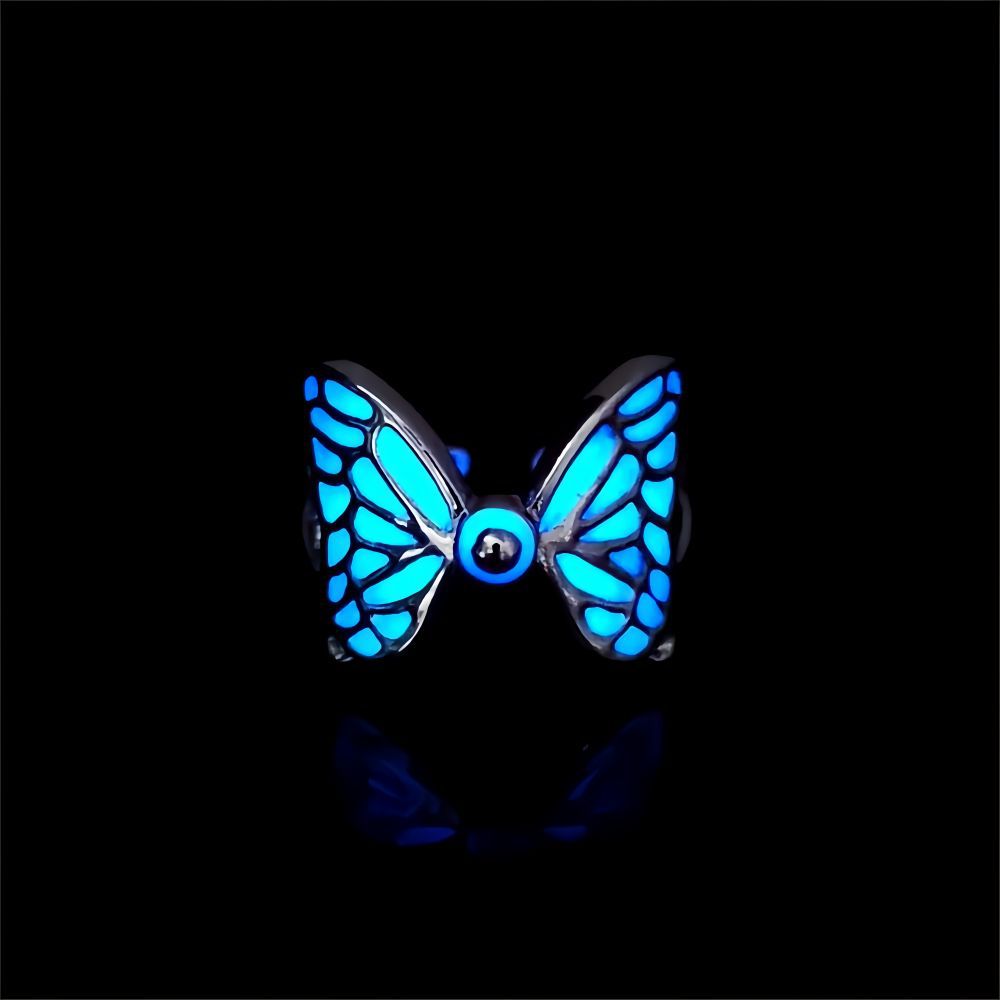 Wholesale Luminous  Distinctive Butterfly Ring Adjustable Exaggerated zinc alloy Ring