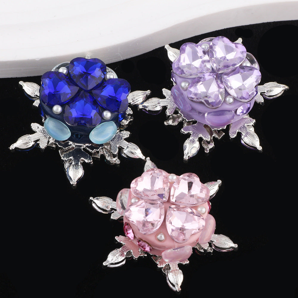 Wholesale 5pcs Diamond inlaid rotating snowflake alloy clay beads