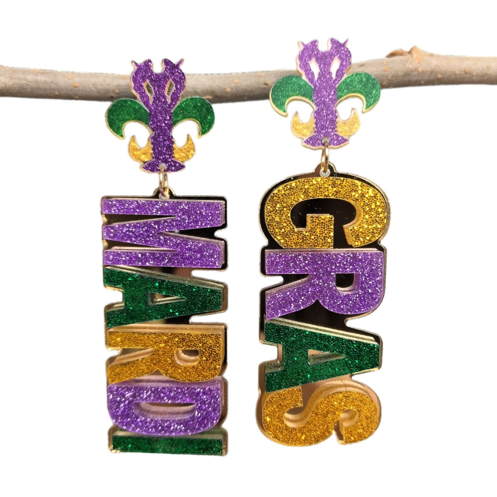 Wholesale Carnival Earrings Mask Lobster Clown Hat Asymmetric Letters Gold Powder Green Purple Tricolor Ear