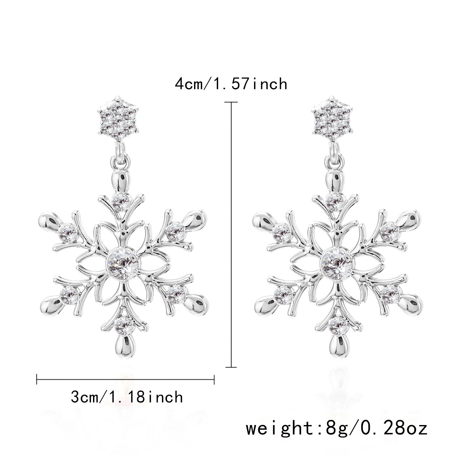 Wholesale Christmas jewelry diamond snowflake pearl earrings