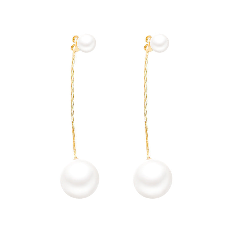 Wholesale of Long Tassel Pearl Alloy Earrings