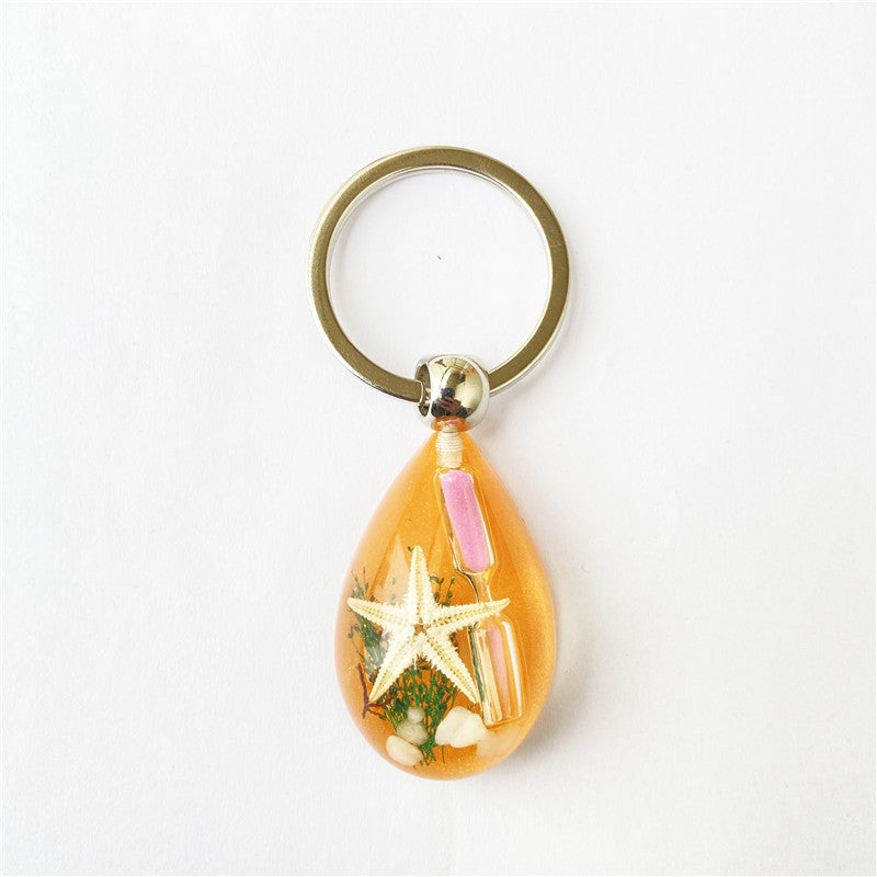 Wholesale 6pcs Creative Starfish Hourglass Keychain