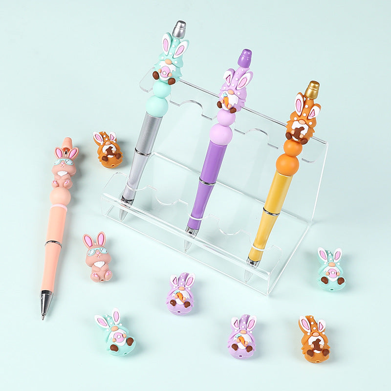 Wholesale 20pcs Easter Bunny 3D Silicone Beads Girl Handmade Jewelry Cartoon Glue Loose Beads