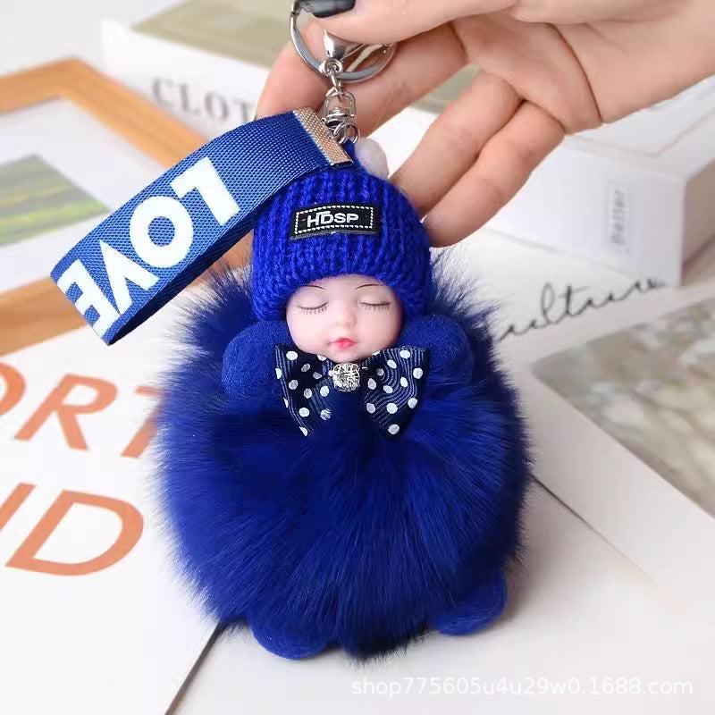 Wholesale Cute Fur Sleeping Doll Keychain