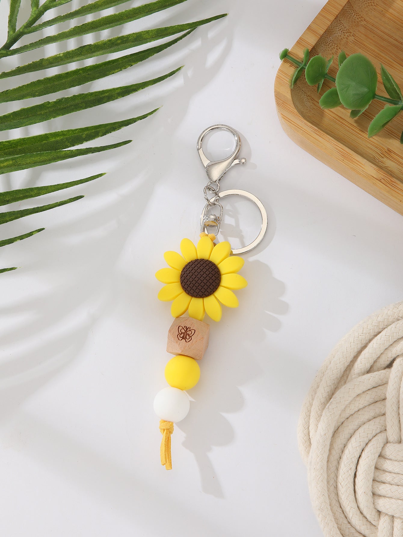 Wholesale Silicone Sunflower Bead Keychain Bracelet Bag Charm Gift