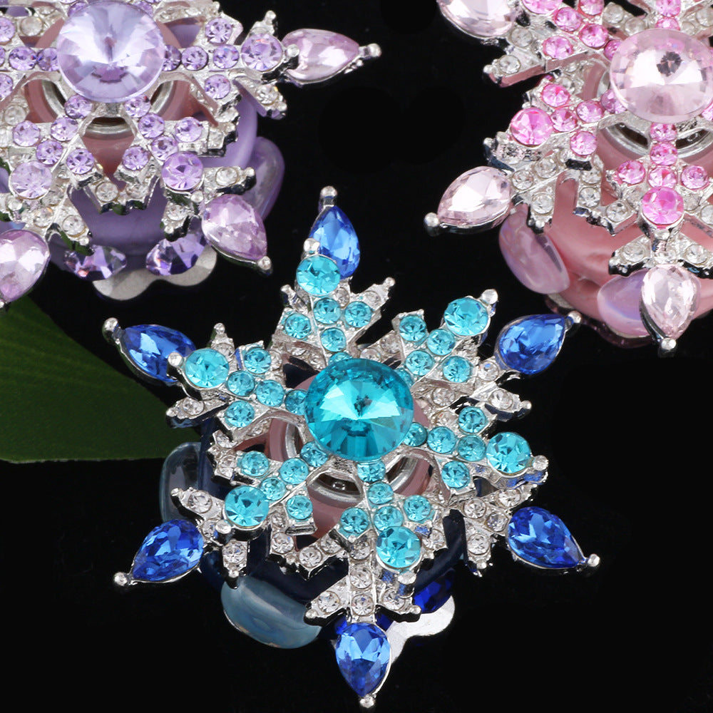 Wholesale 5pcs Diamond inlaid rotating snowflake alloy clay beads