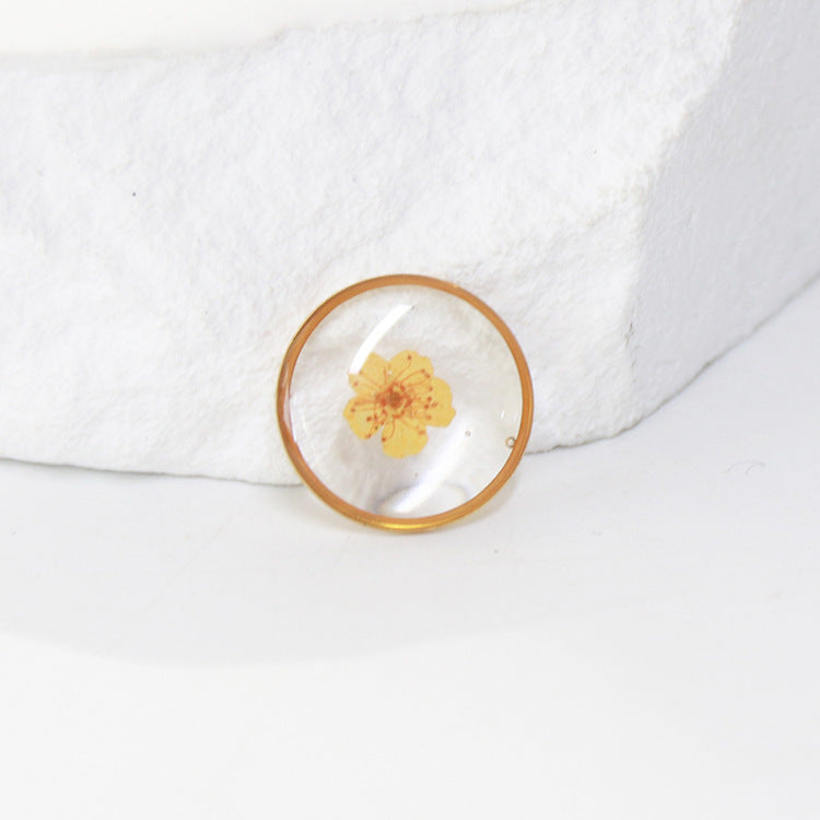 Wholesale 10pcs Round Dried Flower Gold and Silver Colorful Small Flower Stainless Steel Bracelet