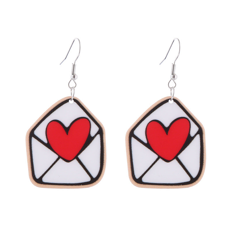 Wholesale Valentine's Day Flamingo Heart Coffee Cup Acrylic Earrings