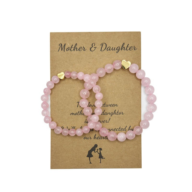 Wholesale Heart Rose Quartz Bracelet Mother's Day Beaded Gift Bracelet