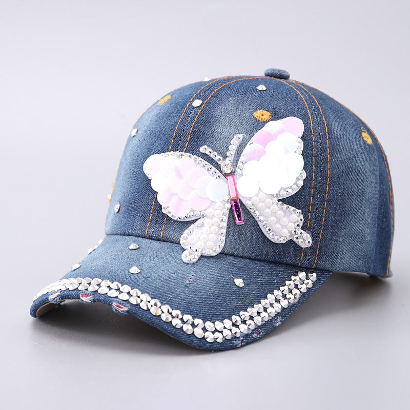 Wholesale Color Diamond Love Love Butterfly Curved Cornice Cap