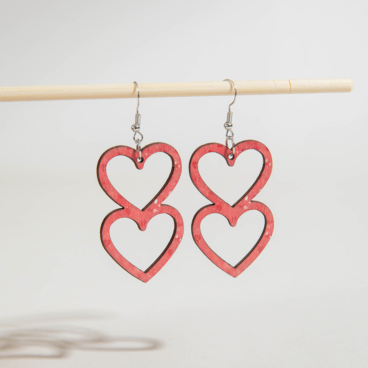 Wholesale Waterdrop Peach Heart Valentine' s Day Sparkling Love Earrings